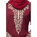 A-line abaya with Resham embroidery work- Maroon
